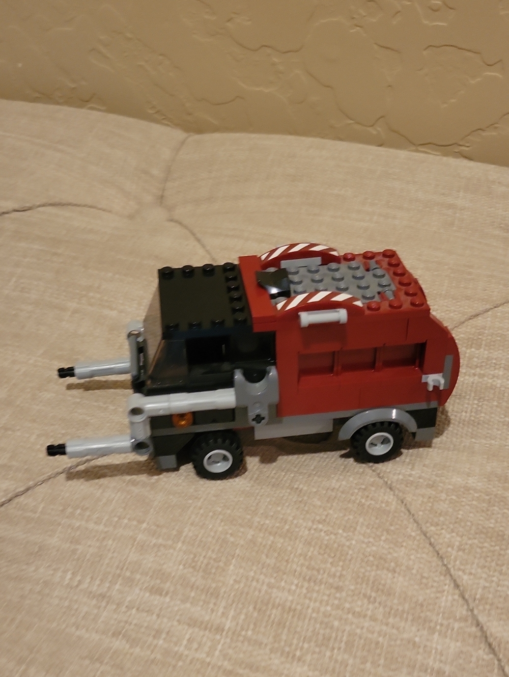 LEGO-Inspired Red and Black Toy Truck - Kids Building Vehicle